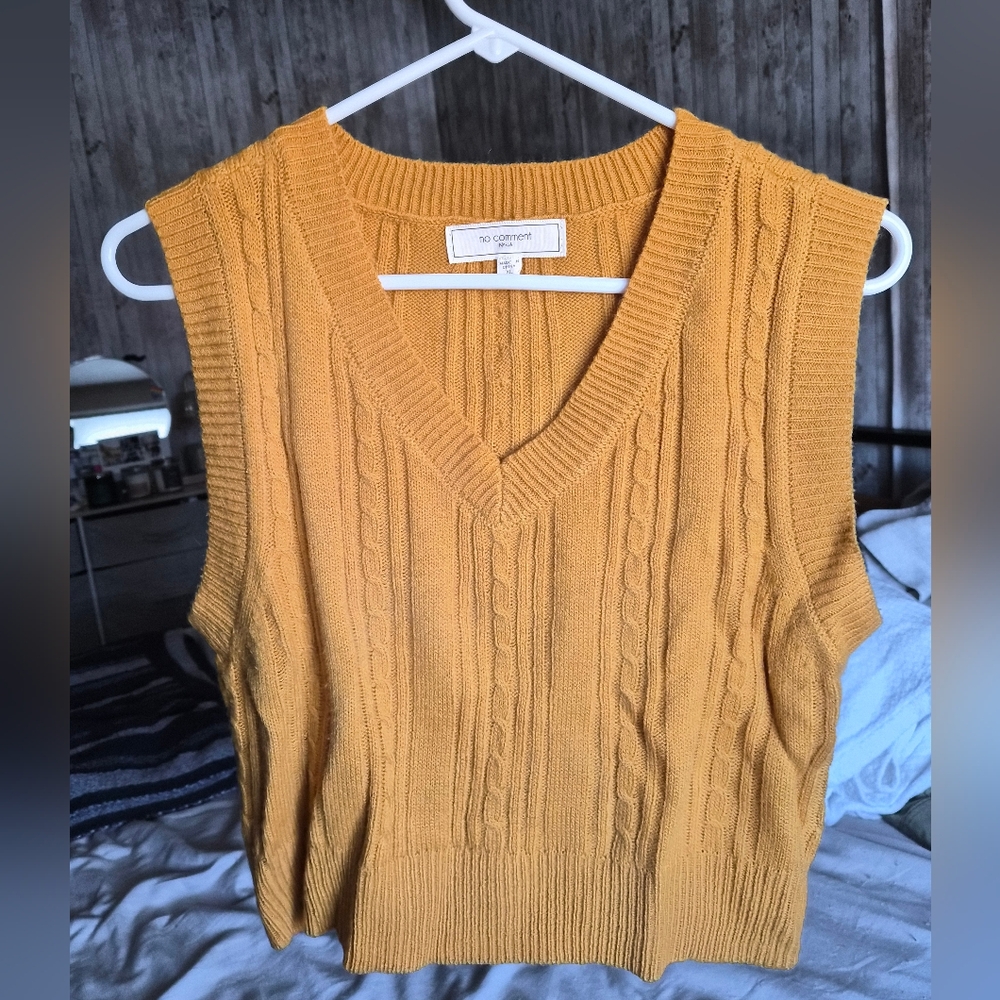 No Comment Golden Yellow V-Neck Sweater Vest